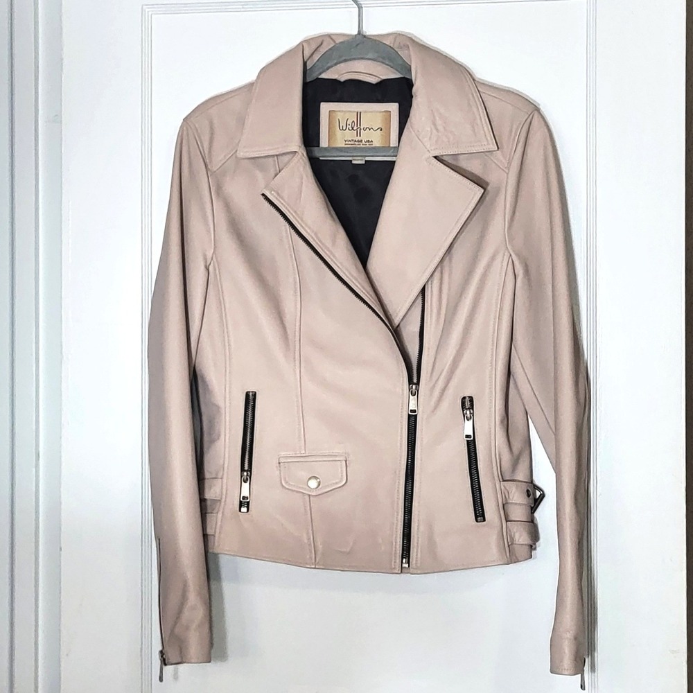 Vintage Wilsons Genuine Leather Pink Moto Jacket Women's Size M Made in India